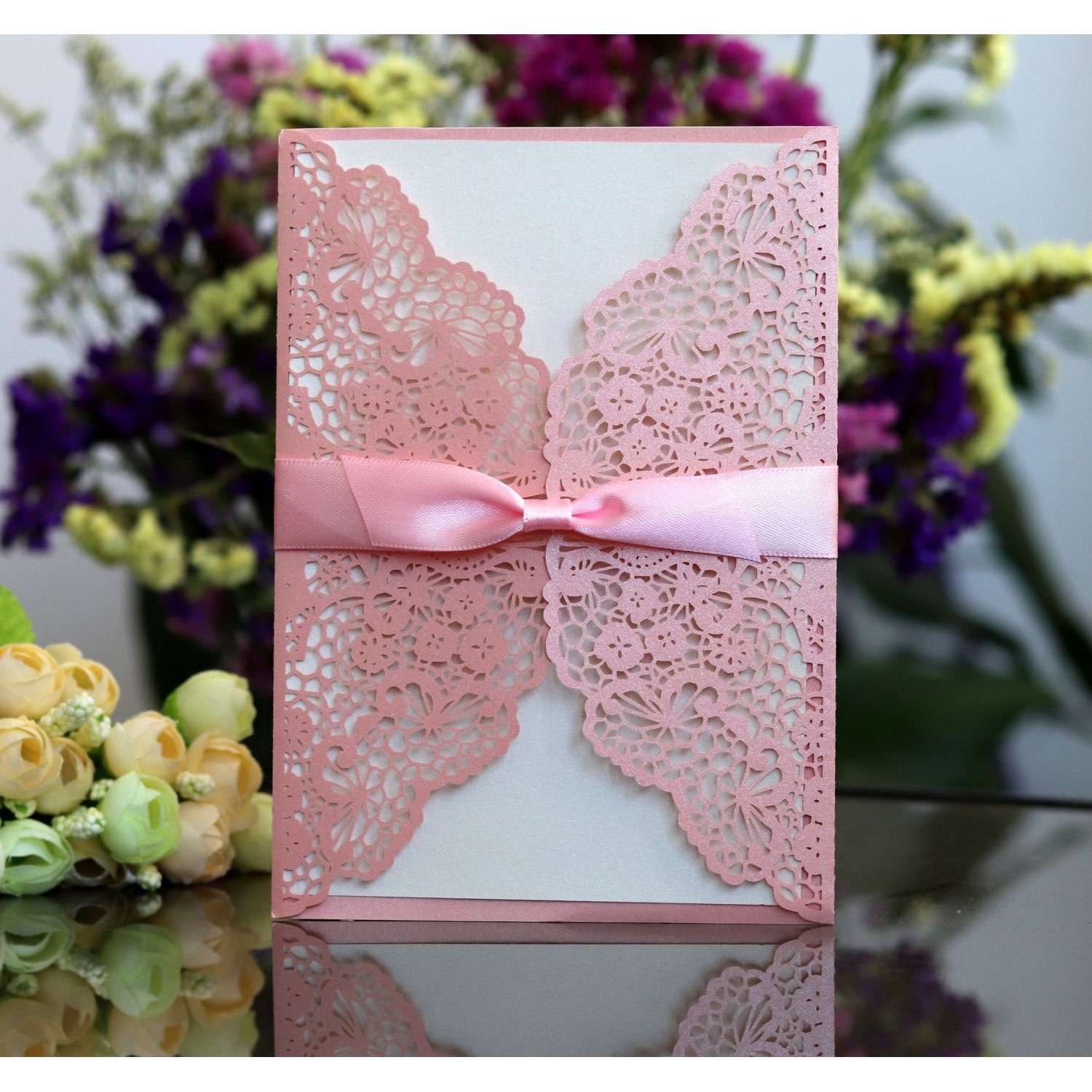 Lace  Wedding Invitation Card Laser-hollowed Design Customization 